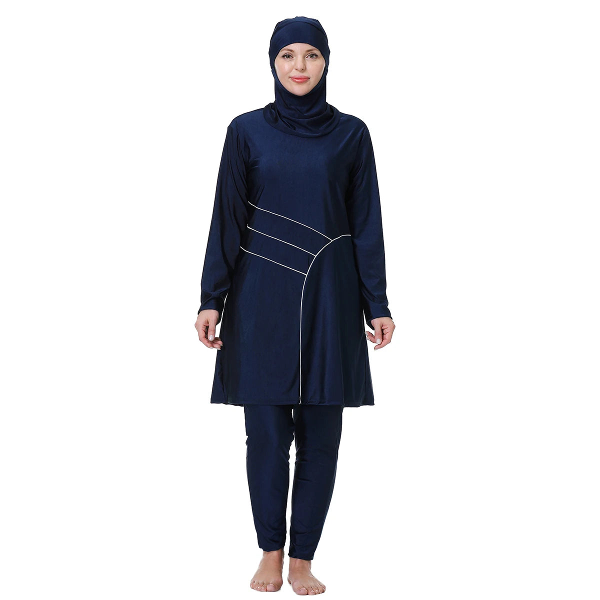 Muslim Women's Modest 3-Piece Burkini Swimwear Set | Full Coverage Long Sleeve | Plus Size