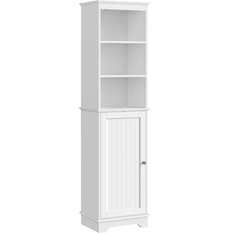 Compact Bathroom Floor Cabinet | Slim Design Storage | White Finish | Small Spaces