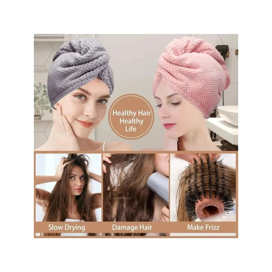 1pcs Pink dry hair towel hair towel Textured dry hair cap absorbent hair towel wrap