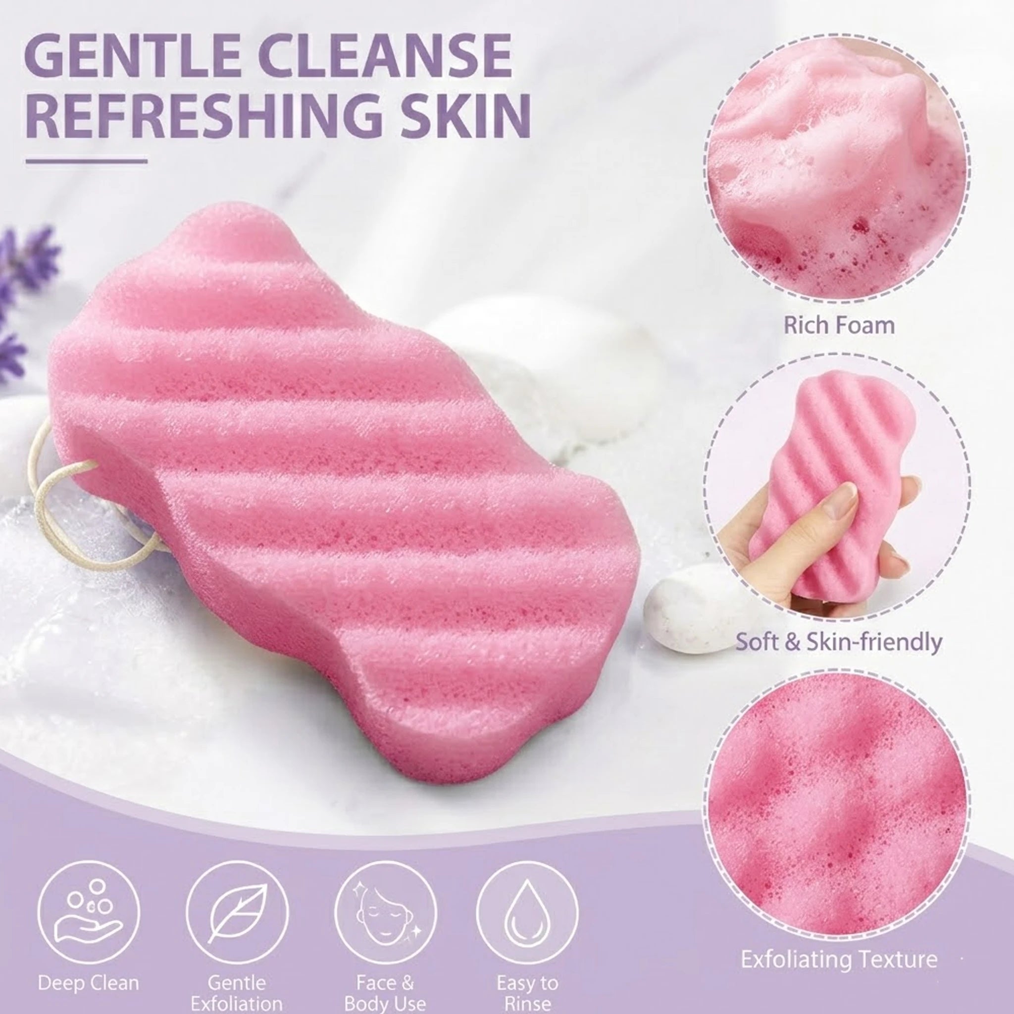 Konjac Facial Sponge Cleaner Sponge Made of Vegetable Fiber Clay Sponges for Normal Sensitive Skin Dirty Peeling Bathroom Sponge