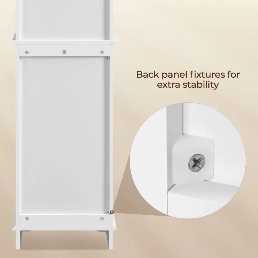 Compact Bathroom Floor Cabinet | Slim Design Storage | White Finish | Small Spaces