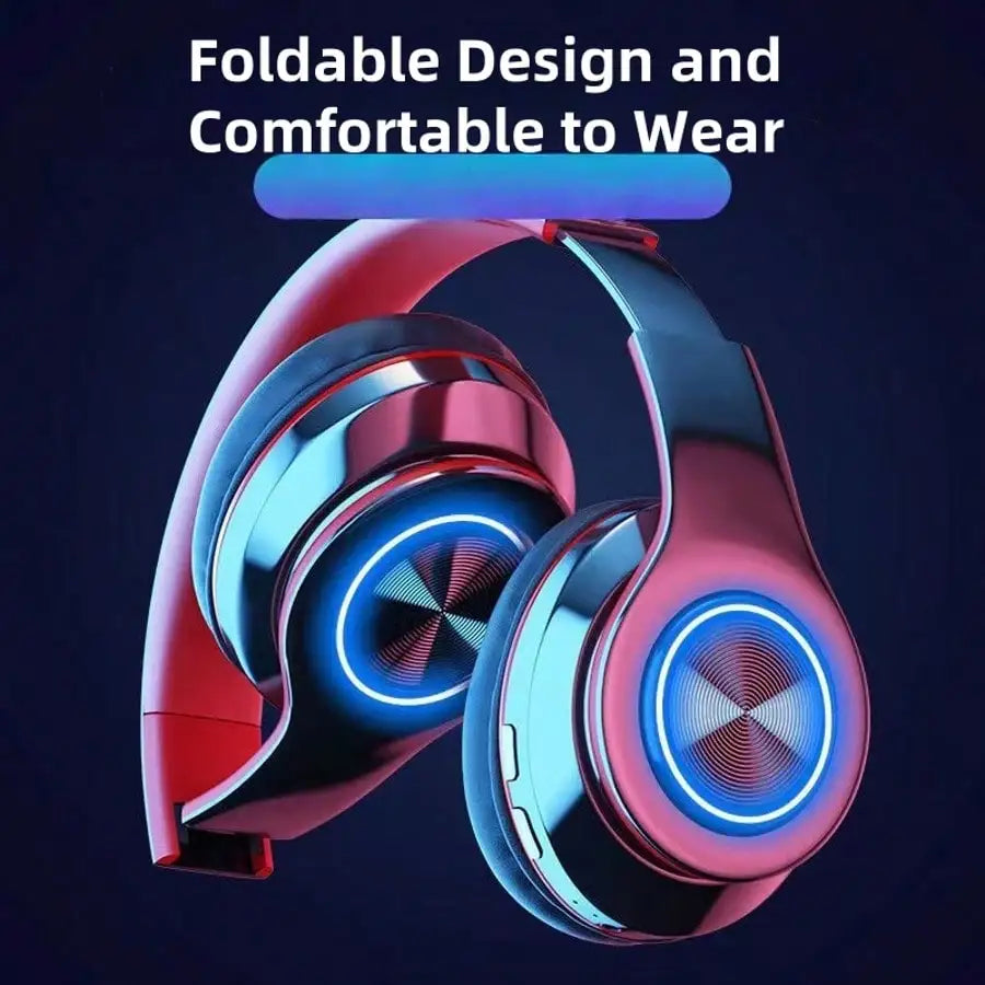 Wireless Bluetooth 5.3 Headphones | ANC Noise Cancelling | Deep Bass | LED Lights | Foldable