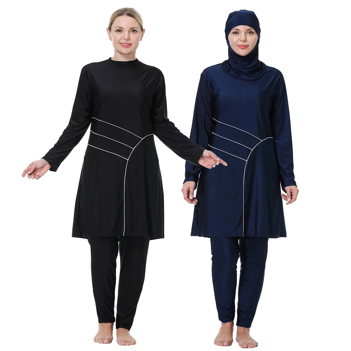Muslim Women's Modest 3-Piece Burkini Swimwear Set | Full Coverage Long Sleeve | Plus Size