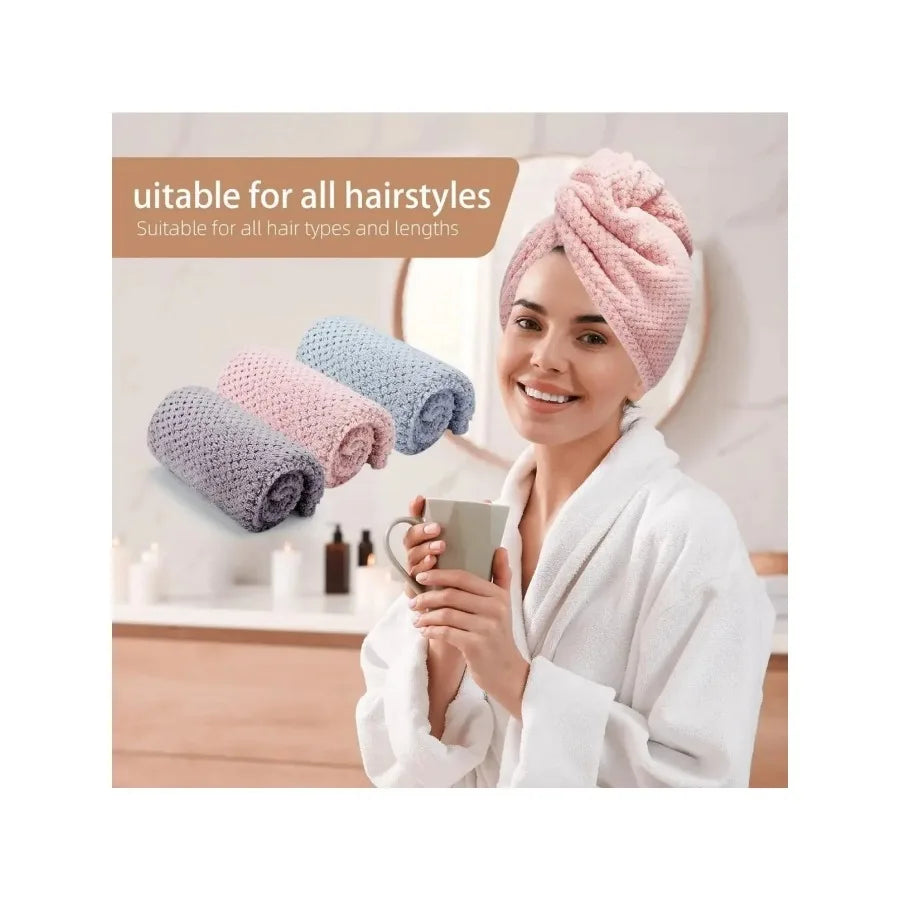 1pcs Pink dry hair towel hair towel Textured dry hair cap absorbent hair towel wrap
