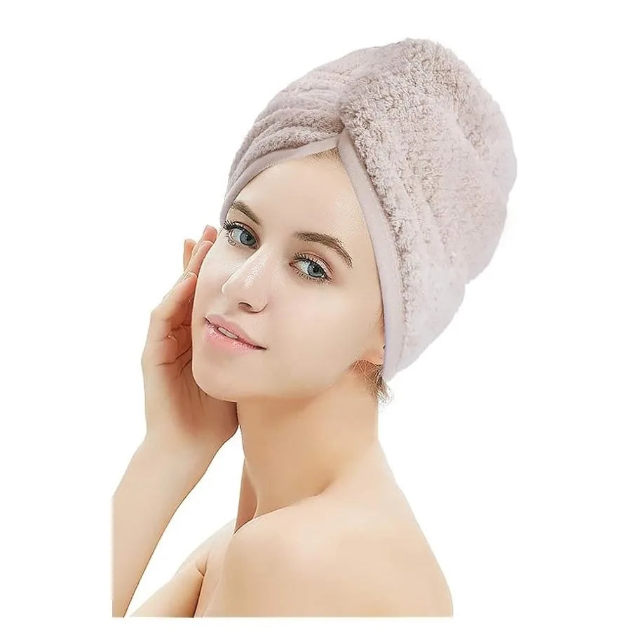 1pcs Pink dry hair towel hair towel Textured dry hair cap absorbent hair towel wrap