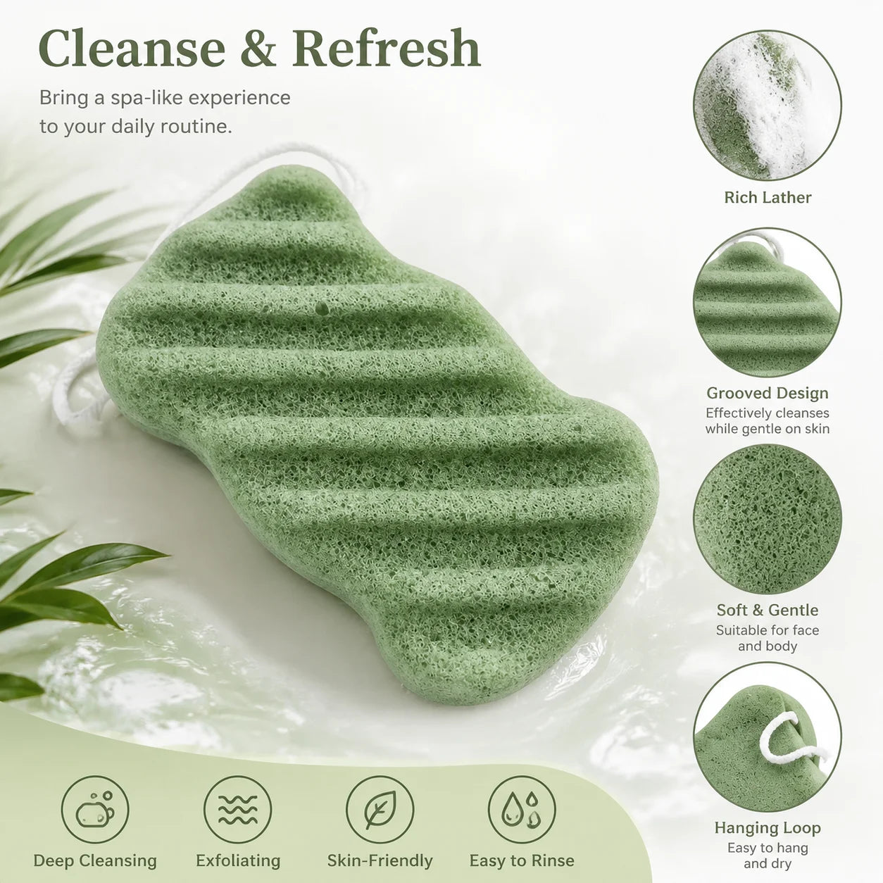 Konjac Facial Sponge Cleaner Sponge Made of Vegetable Fiber Clay Sponges for Normal Sensitive Skin Dirty Peeling Bathroom Sponge