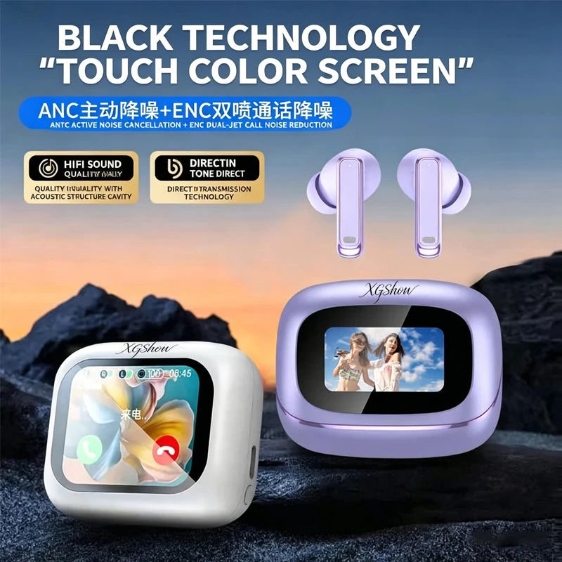 XGSHOW Tour Pro6 Bluetooth 6.0 Earphones | ANC Noise Reduction | LCD Color Screen | 2026 Edition