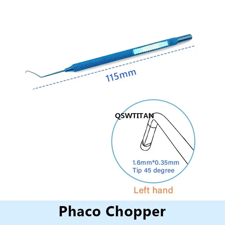 Titanium Phaco Chopper hook  Right/left hand Double Eyelid tool Pet Ophthalmic hook surgical Instrument  1pcs