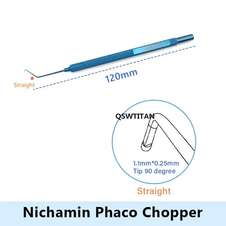 Titanium Phaco Chopper hook  Right/left hand Double Eyelid tool Pet Ophthalmic hook surgical Instrument  1pcs