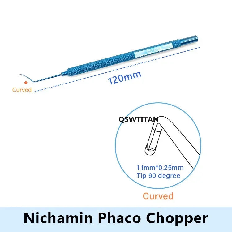 Titanium Phaco Chopper hook  Right/left hand Double Eyelid tool Pet Ophthalmic hook surgical Instrument  1pcs