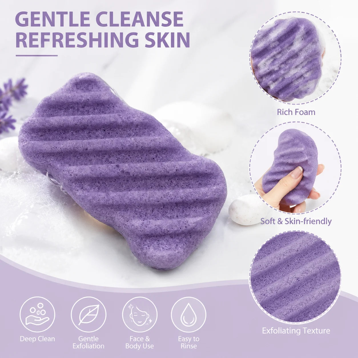 Konjac Facial Sponge Cleaner Sponge Made of Vegetable Fiber Clay Sponges for Normal Sensitive Skin Dirty Peeling Bathroom Sponge
