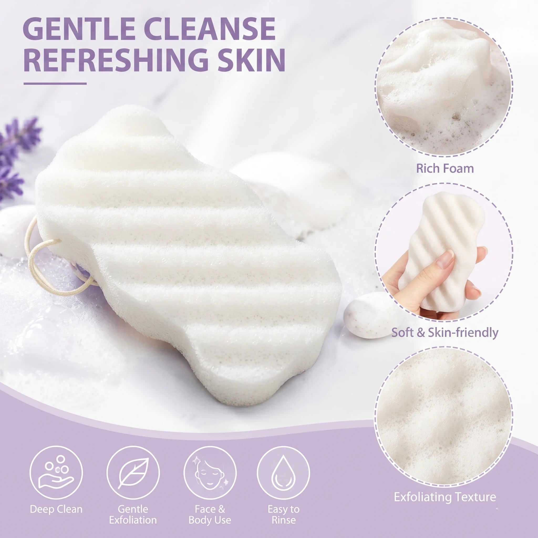 Konjac Facial Sponge Cleaner Sponge Made of Vegetable Fiber Clay Sponges for Normal Sensitive Skin Dirty Peeling Bathroom Sponge