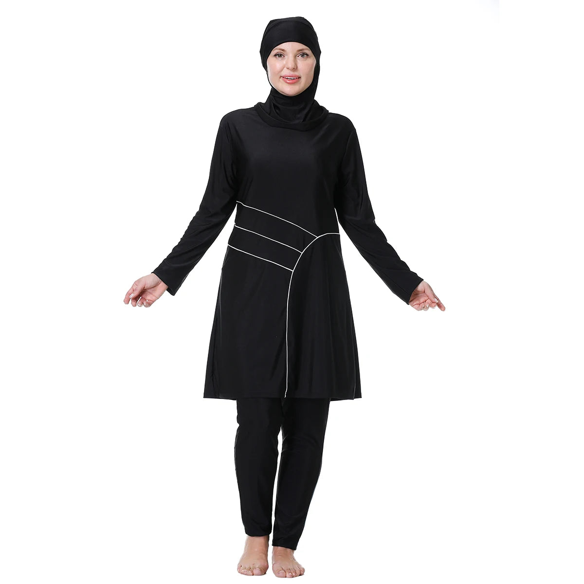 Muslim Women's Modest 3-Piece Burkini Swimwear Set | Full Coverage Long Sleeve | Plus Size