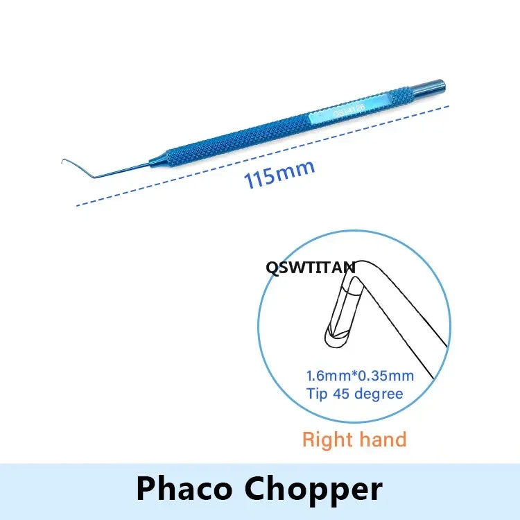 Titanium Phaco Chopper hook  Right/left hand Double Eyelid tool Pet Ophthalmic hook surgical Instrument  1pcs
