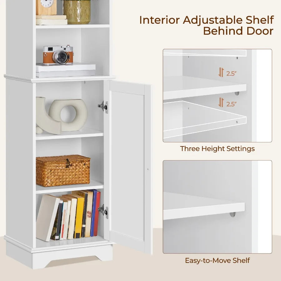 Compact Bathroom Floor Cabinet | Slim Design Storage | White Finish | Small Spaces