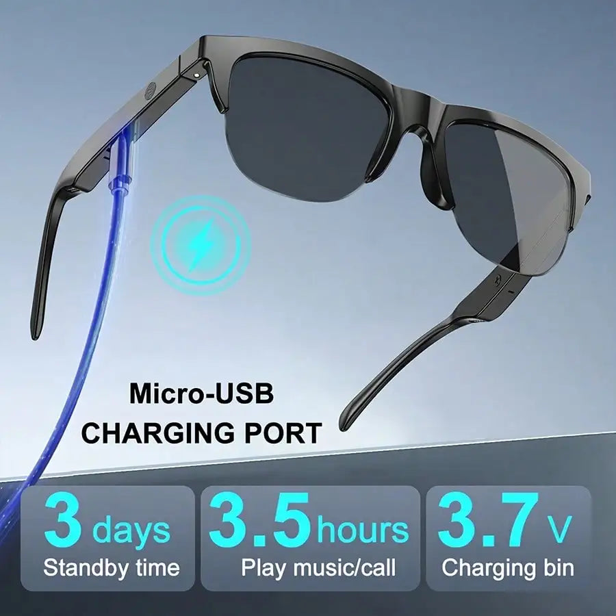 Ankriyul Smart Glasses with Wireless Earbuds | Music, Calls & Stereo Sound | Driving & Sports