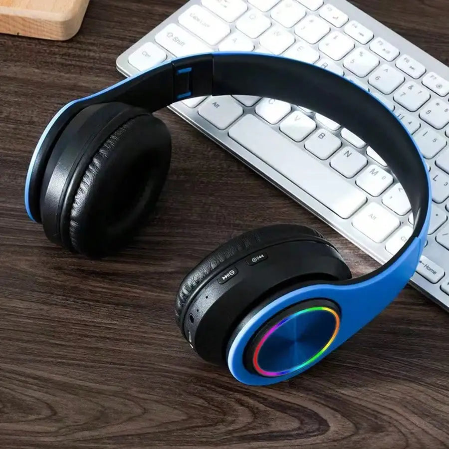 Wireless Bluetooth 5.3 Headphones | ANC Noise Cancelling | Deep Bass | LED Lights | Foldable